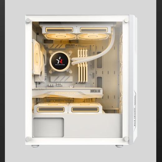 Century Star Chassis Matx Desktop Chassis Office ITX Host Thick Plate Game Chassis Front 360 Water Cooling Top 240 Water Cooling UBS3.0 Supports 34 Graphics Card Star and Moon White + 3 Prism Fans ARGB (Forward)