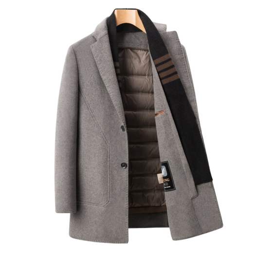 ROMON high-end woolen coat men's windbreaker jacket mid-length autumn and winter goose down jacket liner gray coffee removable goose down liner XL 180 recommended 140-155 Jin Jin equals 0.5 kg