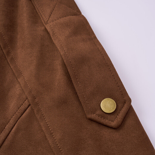 IEF/Aiyifu 2025 Autumn New American Casual Retro Style Commuting Versatile Loose Nubuck Leather Jacket Coffee One Size