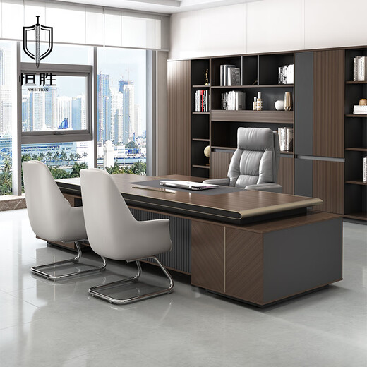 Hengsheng high-end desk boss desk light luxury chairman president executive desk general manager modern office desk and chair combination 2.4m boss desk + gravity reclining boss chair