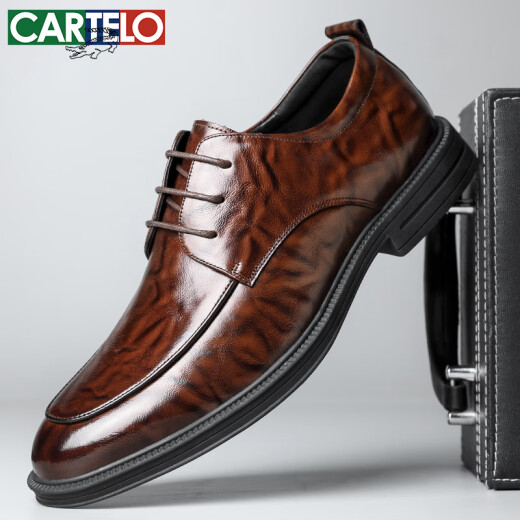 Cartelo British Hand-Hand Head Saper Cow Whide Hombres Menores Empresas zapatos de cuero casual de cuero para hombres Zapatos de boda de tintorización de color 9735 marrón 38