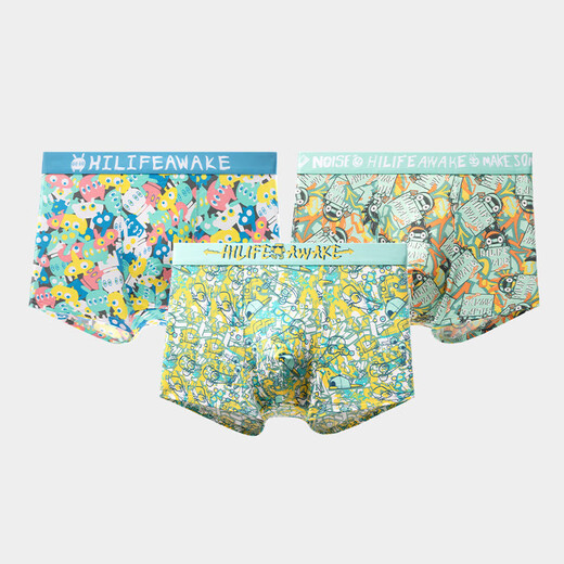 HALAN HOME LOANSWEAR FUN FUN PRINT 5A Антибактериальное средство для воздухопроницаемых шорт с плоскими углами 3 упаковки