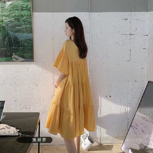 绫庭鹰孕妇装夏装夏天长裙子韩版欧美风夏季辣妈时尚孕妇装连衣裙女 粉色 L