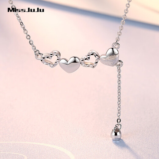 Miss JuJu pt950 platinum star necklace for women platinum love pendant fashion chain gift for girlfriend star necklace 3.6-3.8g + blue silk gift box