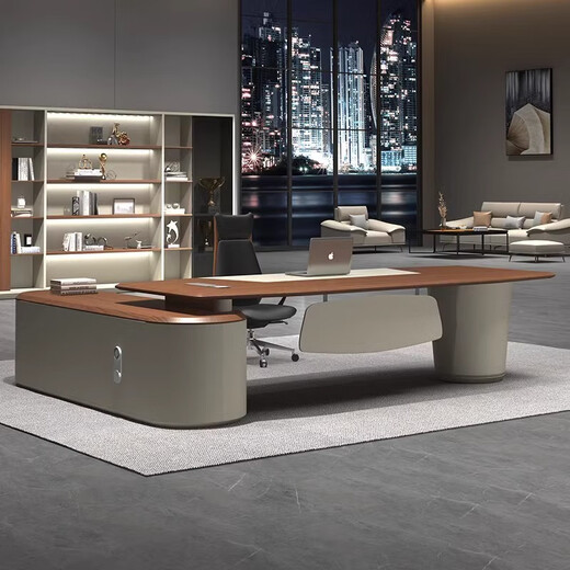Kong Qiu Mingge commercial boss table office desk and chair combination president table simple modern high-end atmospheric executive desk office table 1.8 meters boss table (with side cabinets)