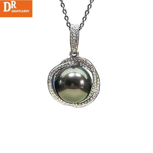DR GRAFFCARNY13-14mm Bird's Nest style large Tahitian black pearl pendant 925 silver freshwater single necklace pendant for mother -14mm