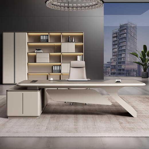 Oufanya President Boss Desk Simple Modern Manager Desk and Chair Combination Chairman's Office Furniture Painted Executive Desk