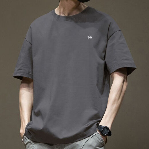 Star Boy American Fashion Japanese and Korean New Short Sleeve T-shirt Men's Printed Pattern Half Sleeve Loose Casual T-shirt Men and Women Black 1365 XL