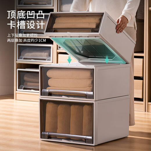 Shantou linun tiroir de rangement épais tabot de rangement japonais boîte de rangement boîte à chaussures ménagers rangement armoire armoire armoire armoire boîte de rangement (un paquet de gris de riz) Cadre extérieur gris de riz + tirage transparent 45-3523 profondeur 45 largeur 35 hauteur * 23cm