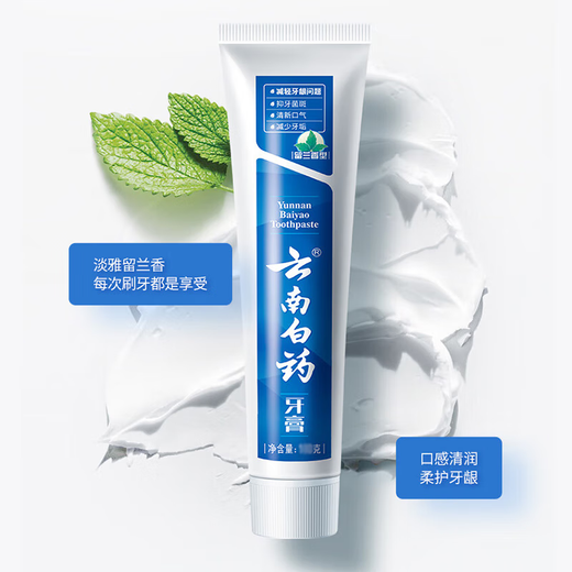 云南白药牙膏留兰香型清洁口腔清新口气牙膏成人护龈健齿 留兰 100g*1支