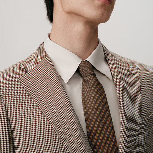 Guillaume suit suit men's coffee color houndstooth senior business casual autumn and winter groom wedding dress anti-wrinkle suit jacket coffee color plaid top + pants top 50 yards please note the size of the trousers