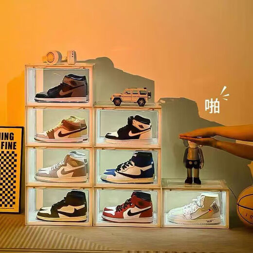 Voice controlled light aj shoe box transparent basket storage box dustproof shoe wall plastic shoe cabinet acrylic storage gift box box 6