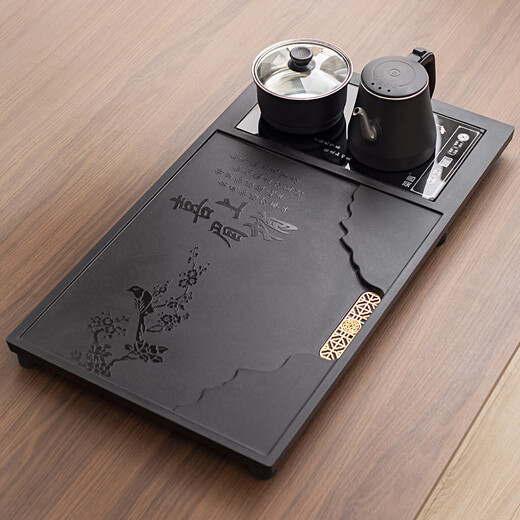 Ru Kiln Kung Fu Tea Set with Tea Tray All-in-One Fully Automatic High-end Home Tea Table Kung Fu Tea Making Complete Set Xishang Meishao Tea Tray (80x45cm) Single Tea Tray