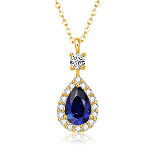 Mankaron 18K gold necklace for women 2025 new Midnight Paris pendant cultured diamond and sapphire inlaid gift for girlfriend Midnight Paris pendant, total weight is about 0.63g, cultured sapphire is about 0.48ct, cultured diamond is about 0.13ct