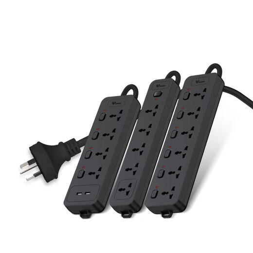 Times to round hole socket international universal socket Australian standard socket conversion plug bull round hole socket adapter master control 3 sockets multi-purpose hole wire length 1.5 meters