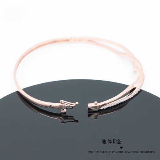 Libiao Russian 585 purple gold bracelet for women rose gold inlaid with zircon wavy bracelet hard gold 14 gold 56 mouth bracelet