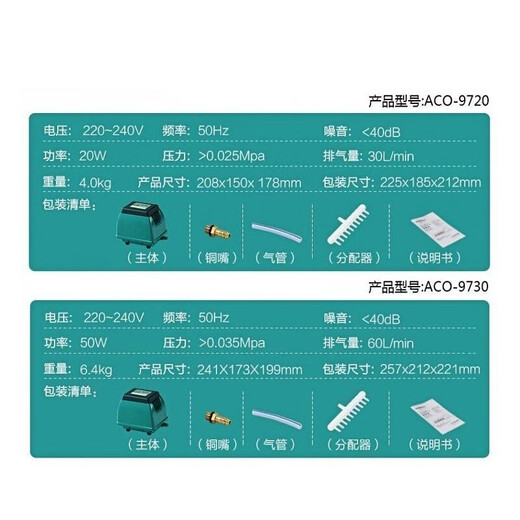 Bomba de mejora de oxígeno personalizada de Yunqige 9720 Pescado de alta potencia Máquina de oxígeno Silencioso