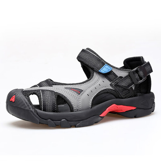 
HUMTTO summer beach sandals outdoor camping trail shoes men's lightweight breathable toe sandals maroon/black 40