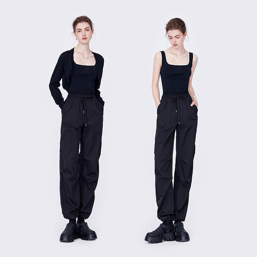 Navigare意大利小帆船女士吊带衫百搭背心夏季无袖内搭修身针织打底衫女 暗夜黑/白 XL