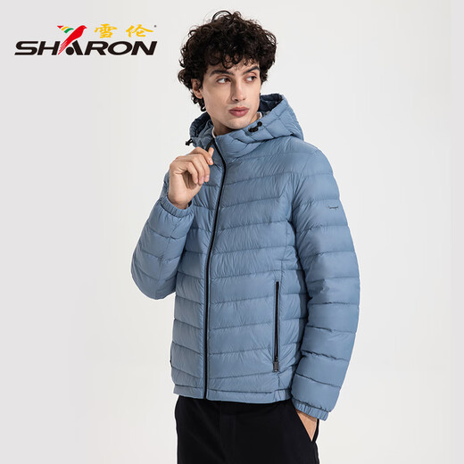 雪伦轻薄红色羽绒服男本命年连帽通勤商务风秋冬外套轻暖13661 松茶绿 XL