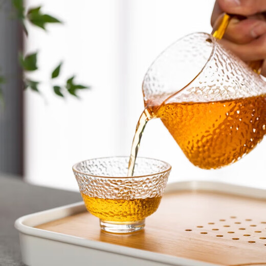 Daixi Kungfu glass small tea cup thickened tea tasting office tea set transparent tea set accessories tea cup tall style 6 pieces