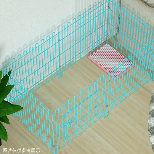 Dog Fence Dog Cage Indoor Home Folding Pet Fence Chicken Cage Teddy Dog Cage Metal Pet Fence Cage Blue 80x90# (6 pieces) Fence (with suction cup straps + cotton nest + toilet)