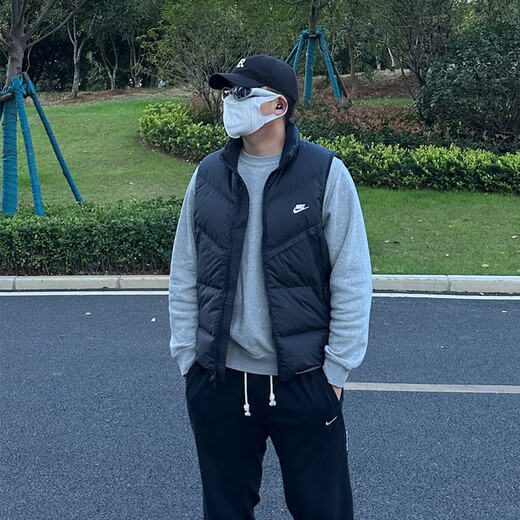NIKE耐克官网立领羽绒黑色马甲男24冬款休闲运动服保暖宽松外套FB8184 FB7374-010/棉马甲 假一赔十 S码/推荐100-120斤/165