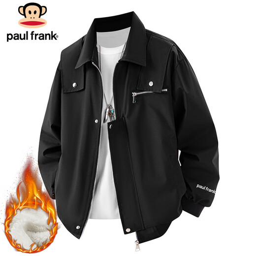 Paul Frank Jacket Men's Autumn and Winter American Functional Work Jacket Men's Trendy Brand Top Men's Black Velvet XL