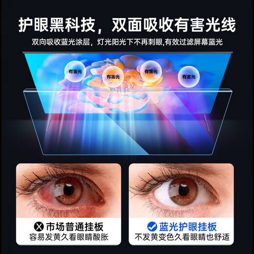 XCRKA亚克力电视保护屏膜高清膜70英寸儿童防砸挂式65护眼防蓝光膜55防熊孩子敲砸抗刮划隔离板 悬挂免贴【防砸电视防蓝光保护膜】 适用60寸电视屏幕【1355×780mm】