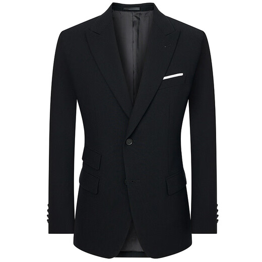 Annunciation Bird Suit Men's Choice Men's Fashionable Formal Suit Micro Suede Suit Pants Suit Men Obsidian Black Small Texture Solid Color - Peeled Double Open 50 A (180/100) / Please note waist or trousers