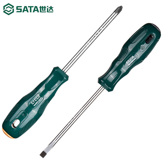 世达（SATA）十字螺丝刀套装家用小型螺丝批超硬改锥拆机专用一字起子 #0*100M #1*300MM杆粗5mm全长390mm/6231