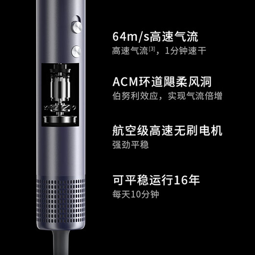 KEHEAL high-speed hair dryer, national subsidy, household 690 million negative ion hair dryer, 130,000 rpm, high power, non-damaging hair care, light sonic dry hair dryer as a gift, Silver Moon White-new packaging, with stand