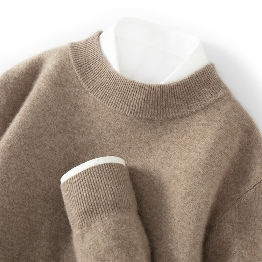 Ordos city's new autumn and winter cashmere sweater men's half turtleneck sweater loose large size sweater base raw velvet purple 2XL