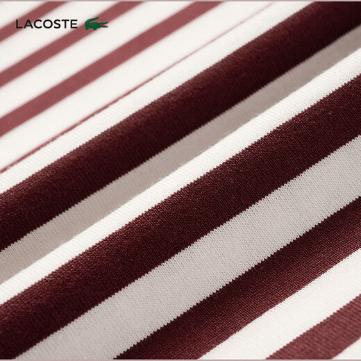 Lacoste French Crocodile Women's Clothing 24 Autumn New Round Neck Fashion Fashion Stripe Camiseta de manga larga TF9207 Iby /Crimson Red 34 /155