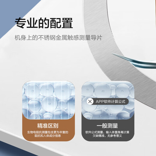 香山体脂秤 真电极智能体脂称体重秤电子秤人体秤家用减肥 16项健康数据 京东小家 云姿白【电池款】