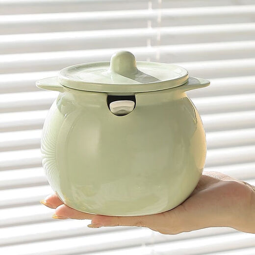 Qinkai Ceramics High Temperature Resistant Spicy Jar Kitchen Household Special Oil Storage Tank Lard Jar with Cover Spicy Jar Seasoning Jar 1380 Degree High Temperature Firing Will Not Explode - Large Size 1500ML Creamy Yellow + Cover + Spoon + Filter
