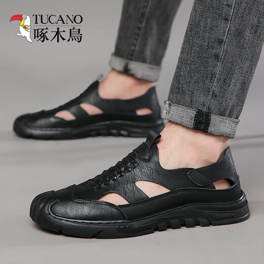 Pájaros carpinteros zapatos de agujero de cuero de cuero genuino para hombres Nuevas sandalias 2024 para hombres Beatable Hollow Men Casual Inner 6629 Caki/altura interior Aumento 39