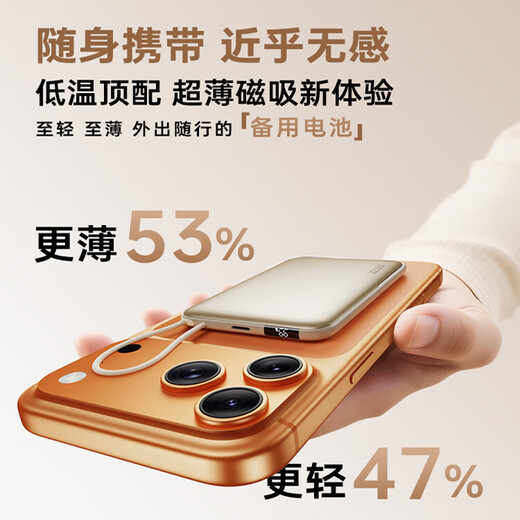 Remax Ruiliang 3C certified Apple power bank with built-in cable 22.5W ice fast charging version丨Magsafe magnetic power bank 10000mAh can be used on airplanes and suitable for iPhone17