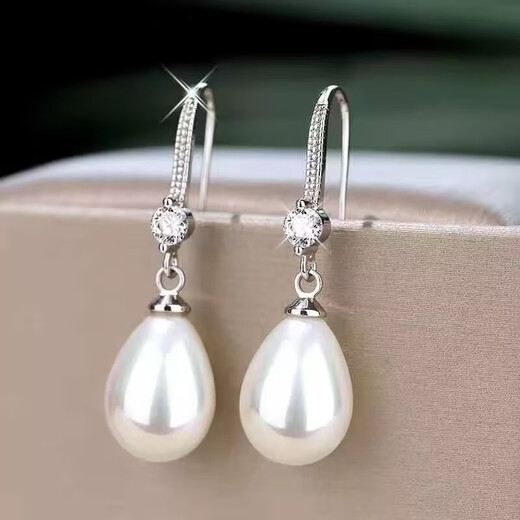 Zhongyi Big Pick Up 9999 sterling silver pearl earrings for women, elegant earrings and ear hooks for my best friend and wife, 5.88 grams, sold out, only 12 left