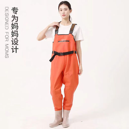 熊火女士下水裤赶海装备大人水裤下半身涉水服全身防水雨裤带雨鞋连体 女款紫色下水裤【3D修身】 37码
