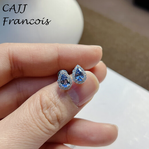 CAJJ Francois 0.75 carat tanzanite stud earrings for women, natural colored gems, jewelry gemstones, 925 silver inlay, tanzanite stud earrings