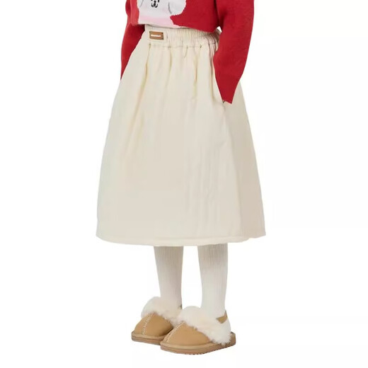 Moonkids girls' skirt quilted skirt 2025 New Year's wear autumn and winter thickened children's long skirt little girl fashionable winter wear two pieces 4557 beige + 4532 khaki 120 cm