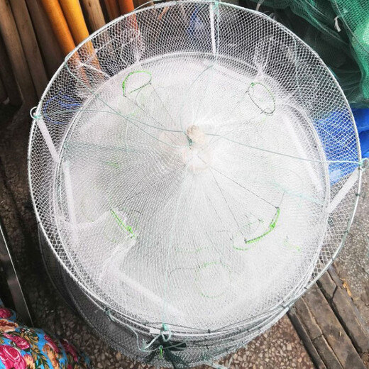 Baichao thick round shrimp pot fishing net fish pot shrimp net fishing net fishing gear transparent white shrimp pot folding shrimp pot 4 imports (diameter 33 cm)