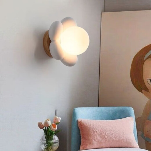Yaotian Flower Wall Lamp Nordic Creative Art Cartoon Children's Room Decoration Simple Modern Ins Style Internet Celebrity Bedside Lamp Pink Sends Warm Light