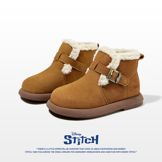 Disney children's shoes girls winter plus plush fur shoes warm Birkenstock shoes children's snow boots DST1026 brown size 29
