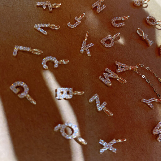 Shengli Seoul K gold light luxury jewelry pure 14K gold zircon inlaid letter pendant necklace accessories gift bracelet pendant naked chain 42cm