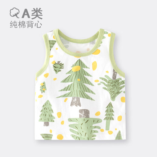 
Didi Bear Diary (DIDIXIONGRIJI) Children's Vest Cool Sleeveless Men and Women's Baby Pure Cotton Top Summer Thin Baby Clothes Underwear (Vest) Green Little Dinosaur Size 100