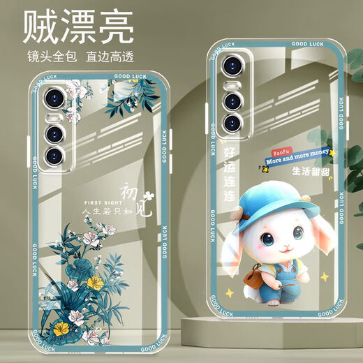 Yiheng eignet sich für vivoy73s Mobiltelefonkoffer vollschneidiges transparentes Silikon Soft Anti-Fall Gerade Kantenschutzschutzschutz für den neuen niedlichen Cartoon von Frauen, fortgeschrittene OU866 Lucky Cat Vivoy73s [Single Shell]