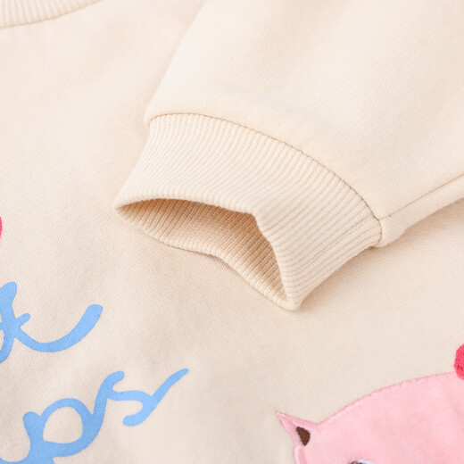 
little mori little forest girls sweatshirt autumn puff sleeve round neck top cartoon cat off white 120 cm/6 years old