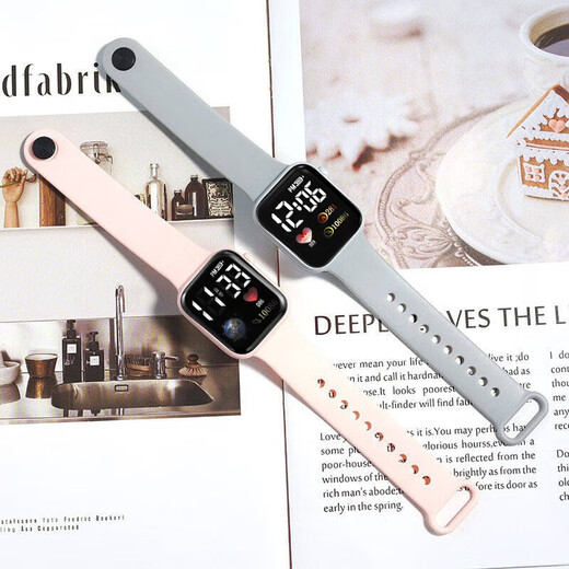 Other brands of high-looking LED watches, fashionable square student technology sense, super luminous digital personalized sports, pink